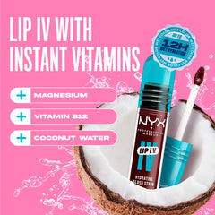 NYX Professional Makeup Lip IV Hydrating Gloss Stain, Lip Gloss, Up to 12HR Hydration, High Pigment, Wet Shine Finish, Water 'Bout Wine?