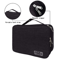 Ogetok Electronic Organizer Bag Travel Cable Accessories Double Layer Large Waterproof Storage Case for Adapter, Chargers, Power Bank, Mouse,iPad, Phone, Kindle, SD Card, Wires, Cords, Drive, Black