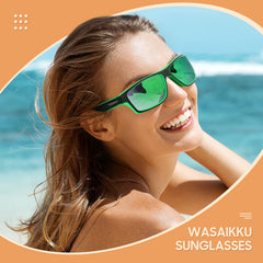 WASAIKKU Polarized Sunglasses for Men Women Classic Fashion Sunglasses Baseball Cycling Driving Fishing Golf Mens Sunglasses with UV Protectio - Black Frame With Blue Green Lens