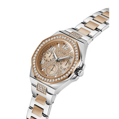 GUESS P SLV CS W/P RS GLD TOP PART W/CRYS/SUN RS GLD GLITZ MF DL/P SLV & RS GLD BRCT W/CRYS
