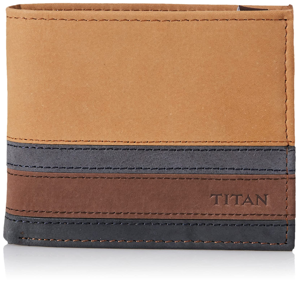 TITAN Men's Bifold Leather Wallet, Tan