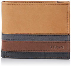 TITAN Men's Bifold Leather Wallet, Tan
