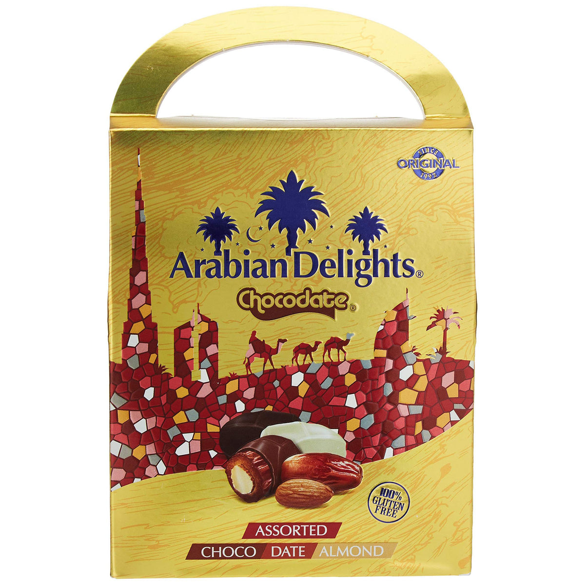 Chocodate Arabian Delights with Almond - 180gm, Classic Chocolate Coated Bite-Sized Snacks, Stuffed w/Golden Roasted Almonds, Dates | Snacks & Sweets