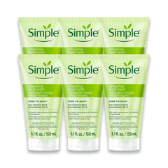 Simple Kind To Skin Refreshing Face Wash - Facial Cleanser with Vitamin B5 and E - Strengthens and Smooths Skin - Vegan, No Harsh Chemicals - 5.1 Fl oz