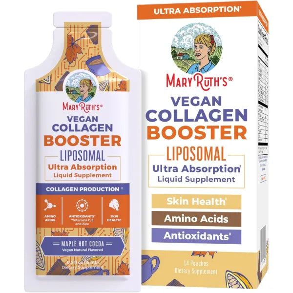 MARYRUTH'S Vegan Collagen Booster Liposomal, Sugar Free, 14 Servings | Sugar Free, Vitamin C, Vitamin E, Zinc, Copper & Silica, Skin Care & Joint Support, Vegan, Non-GMO, Gluten Free, 14 Servings