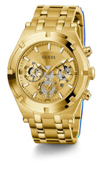 GUESS Men's Sport Multifunction 44mm Watch – Gunmetal & Blue Dial with Gunmetal Stainless Steel Case & Bracelet