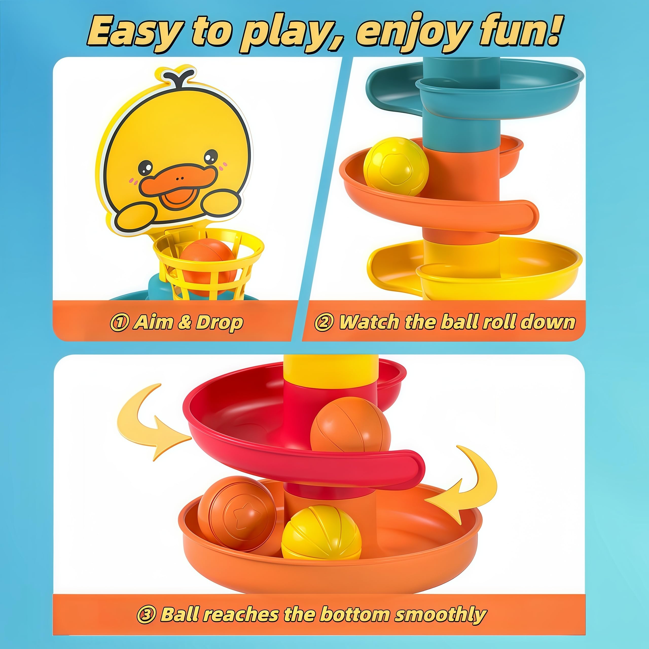 Rolling Ball Tower Toy for Baby and Toddler 1-4 Years Old | Boosts Fine Motor Skills and Hand-Eye Coordination, Safe for Kids, Durable Plastic Construction