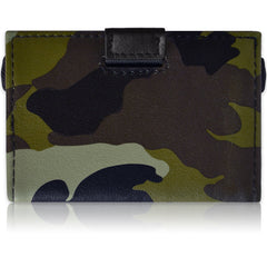 Fidelo Minimalist Wallet Credit Card Holder Mens Slim Wallet - RFID Blocking + Full Grain Genuine Leather, Edge "Woodland" Camo, One size