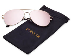 PUKCLAR Pilot Sunglasses Mens Polarised Sunglasses Womens Mirrored Lens