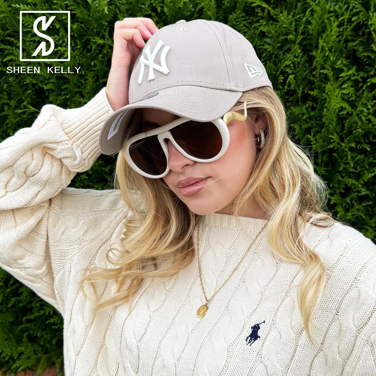 Oversized Trendy Polarized Pilot Sunglasses for Women Men Retro Oval Flat Top Frame Curved Metal Designer Eyewear
