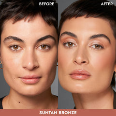 COVER FX Monochromatic Powder Bronzer Duo - Suntan Bronze - Soft Matte + Luminous Shimmer Finish - Create Custom, High Impact Bronze Glow