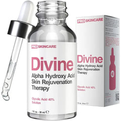 Divine Derriere Glycolic Acid 40% Chemical Peel - Professional Face Exfoliant for Acne Scars, Wrinkles, Fine Lines & Collagen Boost, 1 fl oz