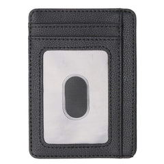Stazh Slim Wallet - Minimalist Front Pocket RFID Blocking Leather Wallets for Men & Women - Grain Black