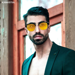 KANASTAL Polarized Horn Rimmed Sunglasses for Men and Women, Classic Half Frame Sun Glasses, Semi Rimless Shades for Womens 100% UV400 Protection Driving