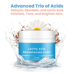 Pure Daily Care Lactic Acid Resurfacing Pads - Exfoliating Advanced Salicylic, Lactic, and Mandelic Acid