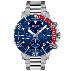 Tissot Mens Seastar 1000 Quartz Chronograph 316L Stainless Steel case Swiss Quartz Watch, Grey, Stainless Steel, 22 (T1204171104103)