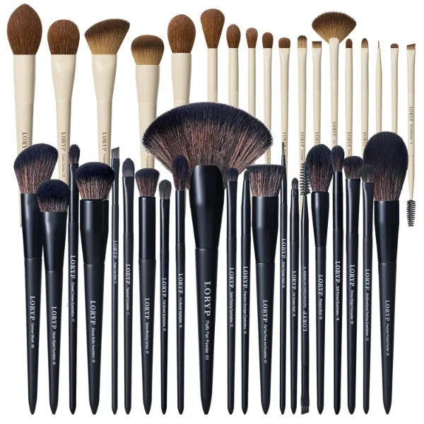 LORYP 18 Pcs Makeup Brushes Set with 21Pcs Powder Blush Foundation Concealer Highlighter Brush Vegan Pro Face and Eye Brush Kit