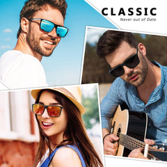 GQUEEN Classic Horn Rimmed Semi Rimless Polarized Sunglasses for Men Women GQO6
