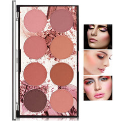MISS ROSE M 8 Colors Face Blush Palette,Professional Facial Makeup Blusher,Natural and Long Lasting Delicate Contour Palette,Highlight Blush Palette (8 colors)