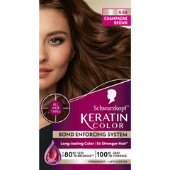 Schwarzkopf Keratin Color Permanent Hair Dye 6.64 Light Brown, 1 Application - Salon-inspired permanent hair color, for up to 80% less breakage vs. untreated hair and 100% gray coverage