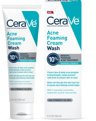 CeraVe Foaming Acne Face and Body Wash with Benzoyl Peroxide, Hyaluronic Acid, and Niacinamide - 5oz