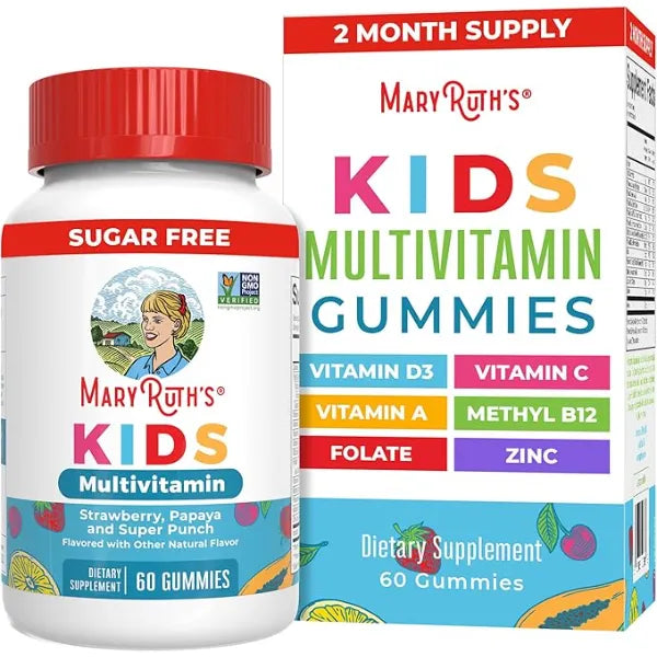 MARYRUTH'S Kids Multivitamin Gummies, Sugar Free, 2 Month Supply, Ages 4+ | Essential Vitamins C, D3, Zinc, 60 Count
