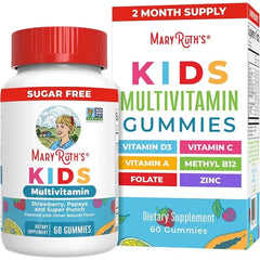 MARYRUTH'S Kids Multivitamin Gummies, Sugar Free, 2 Month Supply, Ages 4+ | Essential Vitamins C, D3, Zinc, 60 Count