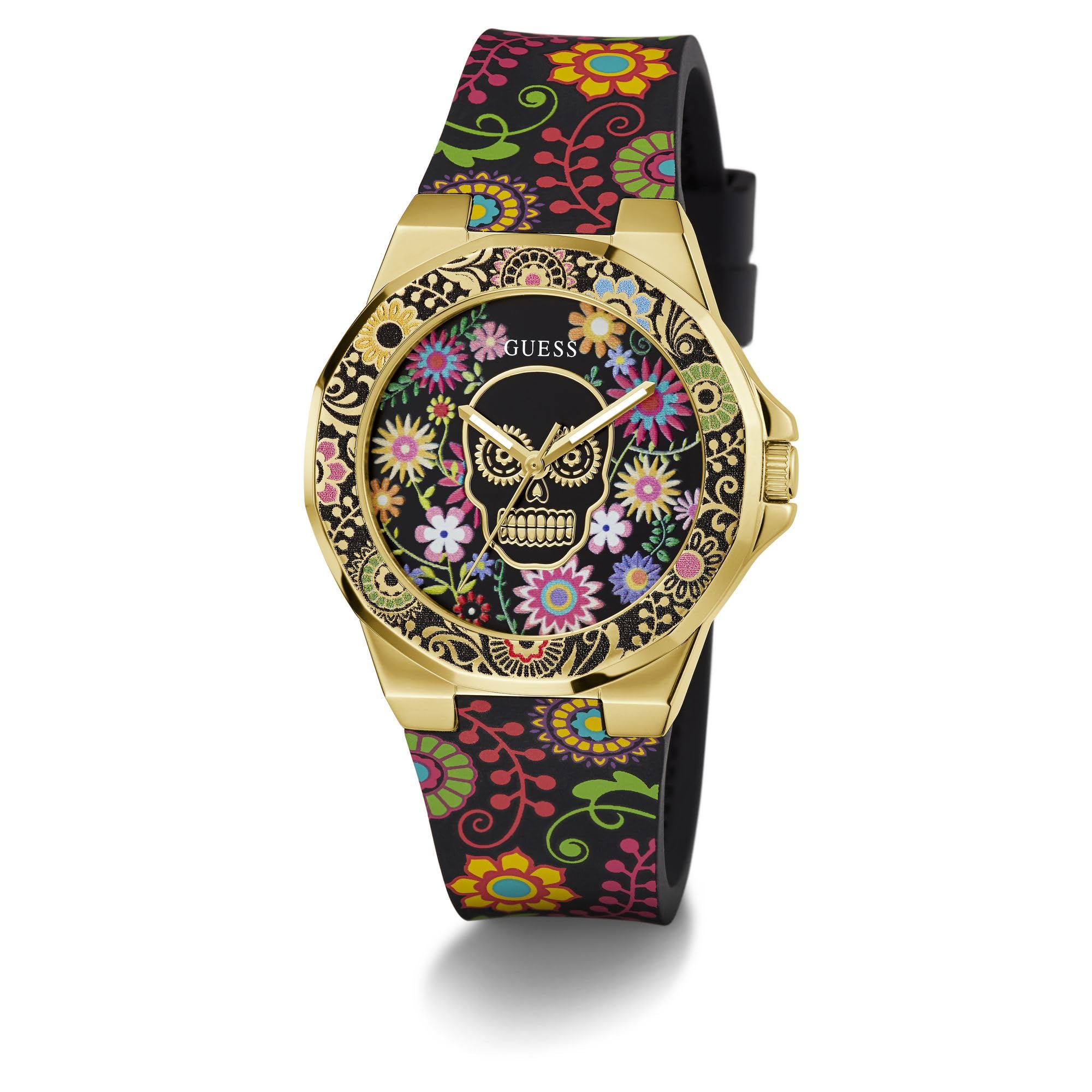 GUESS Women's 38mm Watch - Black Multi Dial Gold-Tone Case