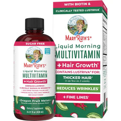MARYRUTH'S Liquid Multivitamin + Hair Growth, Clinically Thicker Hair, 15oz | Clinically Tested in Women for Thicker Hair & Facial Wrinkles, Biotin 10000mcg, Lustriva Hair Growth Supplements, Skin Care