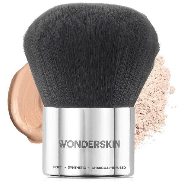 Wonderskin Kabuki Brush - Round Top Bronzer Brush for Face & Body - Ultra-Soft Bristles for Liquid, Pressed, Loose Foundation or Setting Powder Makeup