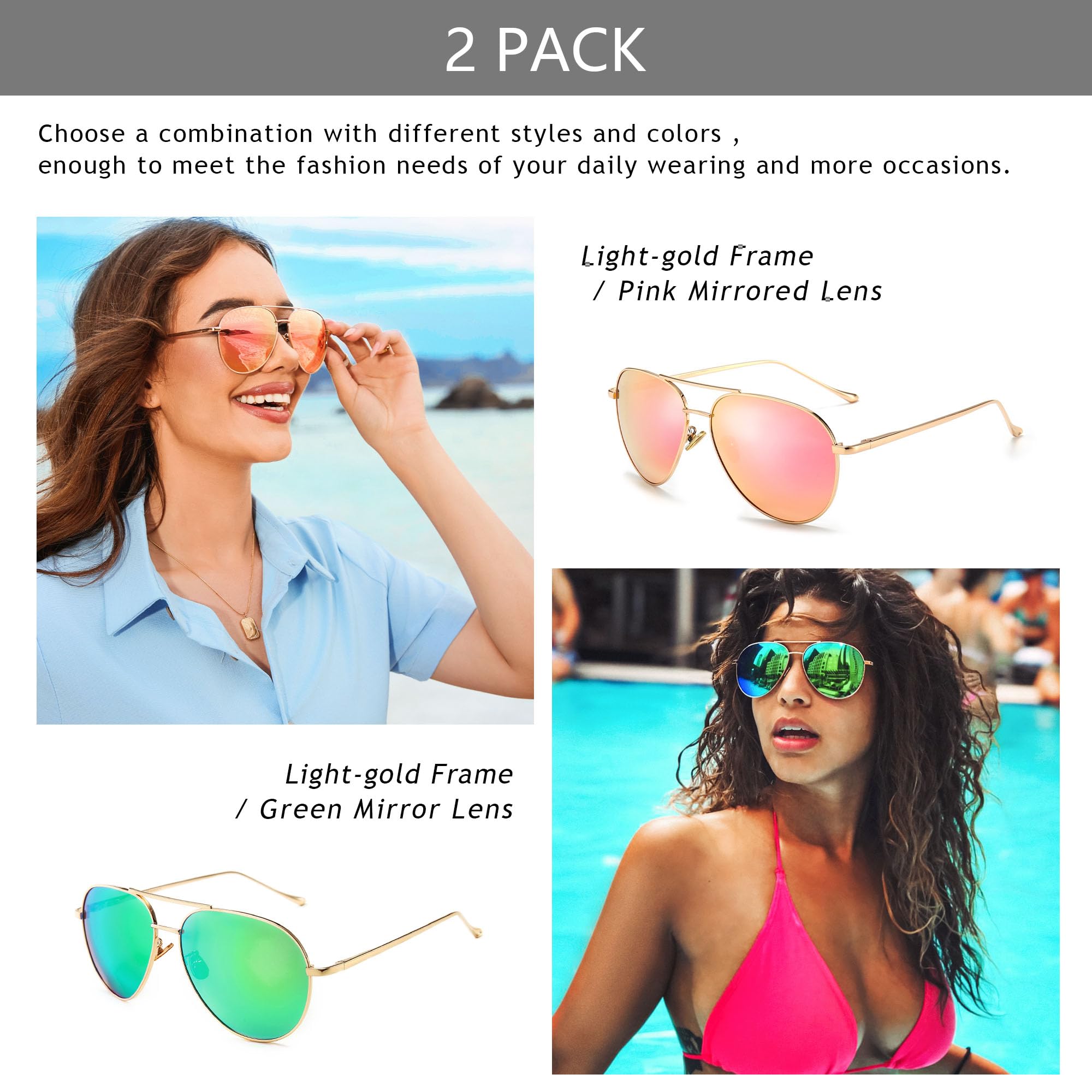 SUNGAIT Vintage Round Sunglasses for Women Men and Lightweight Oversized Aviator Sunglasses
