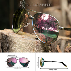 ROCKNIGHT Polarized Aviator Sunglasses for Men Women Metal Flat Top Sunglasses lightweight Driving UV400 Outdoor 58mm