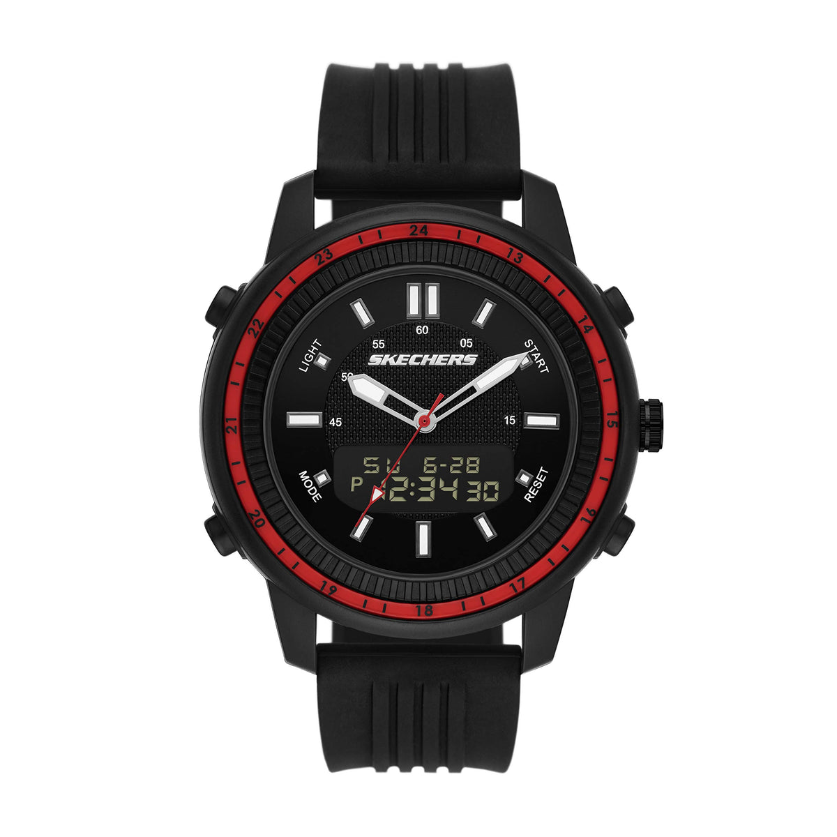 Skechers Men's Quartz Lightweight Analog Digital Watch - Wilkie Black/Red