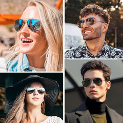 KANASTAL Polarized Sunglasses for Women and Men, Metal Frame Sun Glasses Retro Shades for Mens Driving Outdoor Military Style 100% UV400 Protection