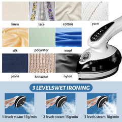 TERRIFI Portable Travel Steamer Iron, Fast Heat Up Handheld Garment Steamer, 3 Modes for Wet and Dry Ironing, 1100W 25s Heat Up Micro Steam Iron, 90° Rotation Anti Drip Clothing Steamer Iron