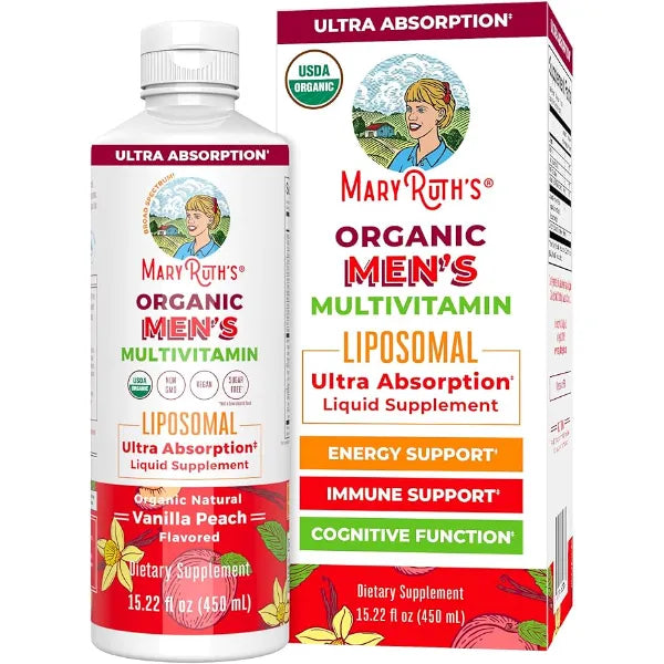 MARYRUTH'S Multivitamin Liposomal for Men | Sugar Free Mens Multivitamin | Liquid Vitamins for Men | Immune Support Supplement | Cognitive Health & Overall Wellness | Vegan | Non-GMO | 15.22 Fl Oz | Vegan, Non-GMO