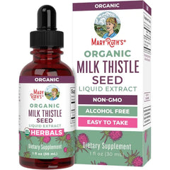 MARYRUTH'S USDA Organic Milk Thistle Seed Liquid Extract Drops, 1 fl oz | 1,190 mg Milk Thistle Seed, Silybum marianum, Alcohol-Free, Vegan, USDA Organic, Non-GMO