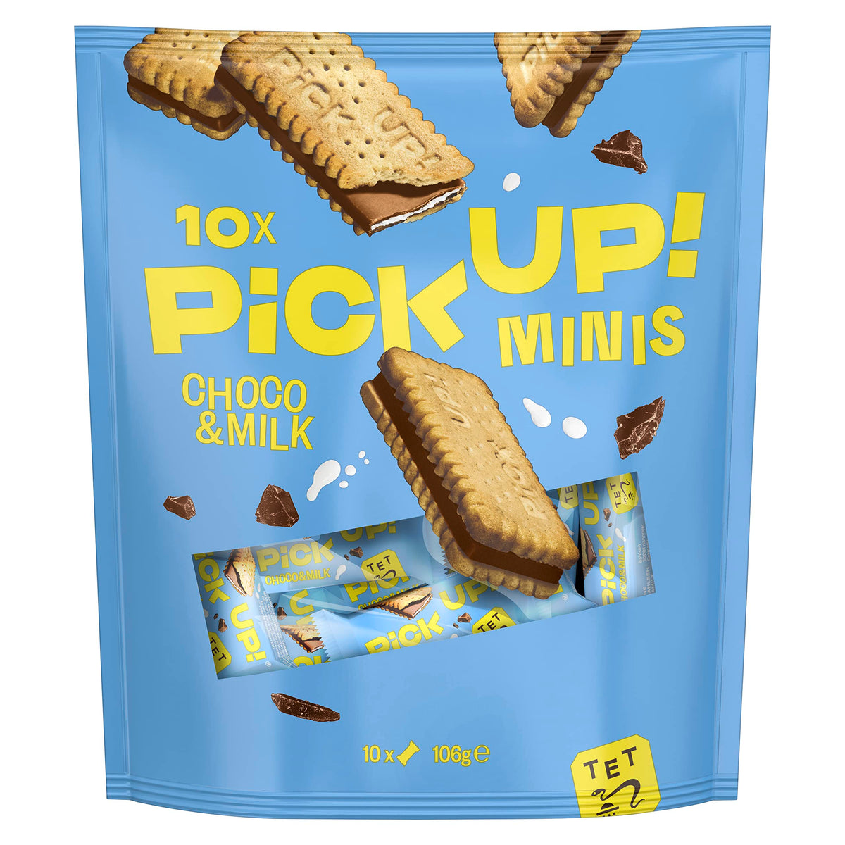 Bahlsen Pick Up! Minis Choco & Milk Biscuits - Crunchy Butter Biscuits With Milk Chocolate Bar Filling - 106 Gm