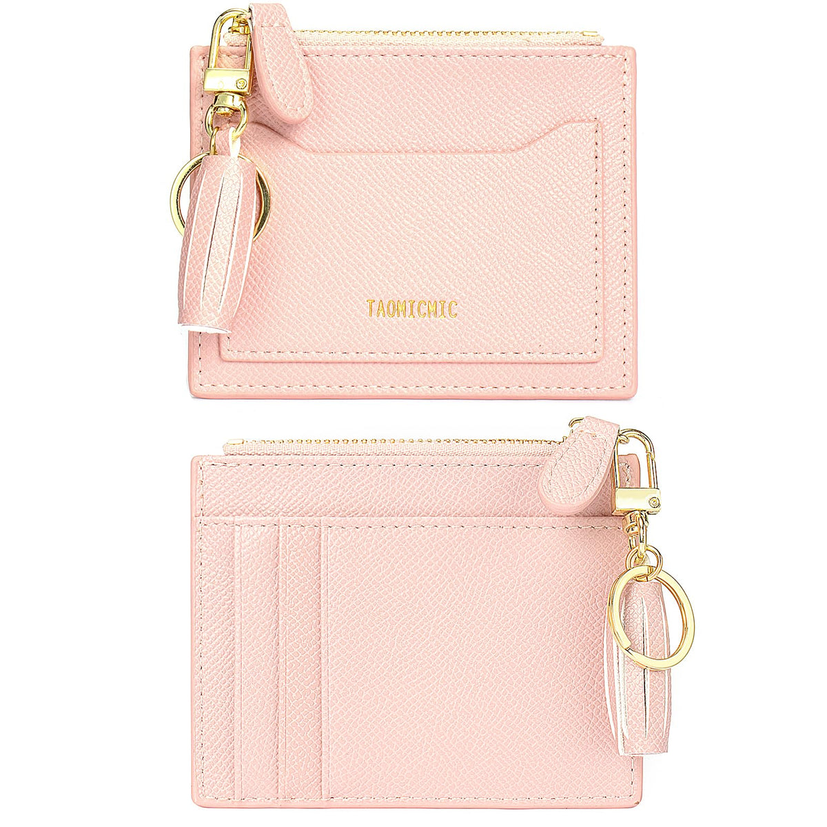 Minimalist Small Leather Card Holder Pocket Wallet Womens Coin Purse Handbag (Z-Pink)