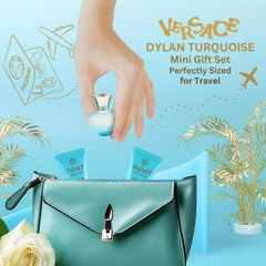 Versace Dylan Turquoise Womens Mini Perfume Trio Gift Set (5ml EDT Splash, 23ml Body Gel & 23ml Shower Gel)