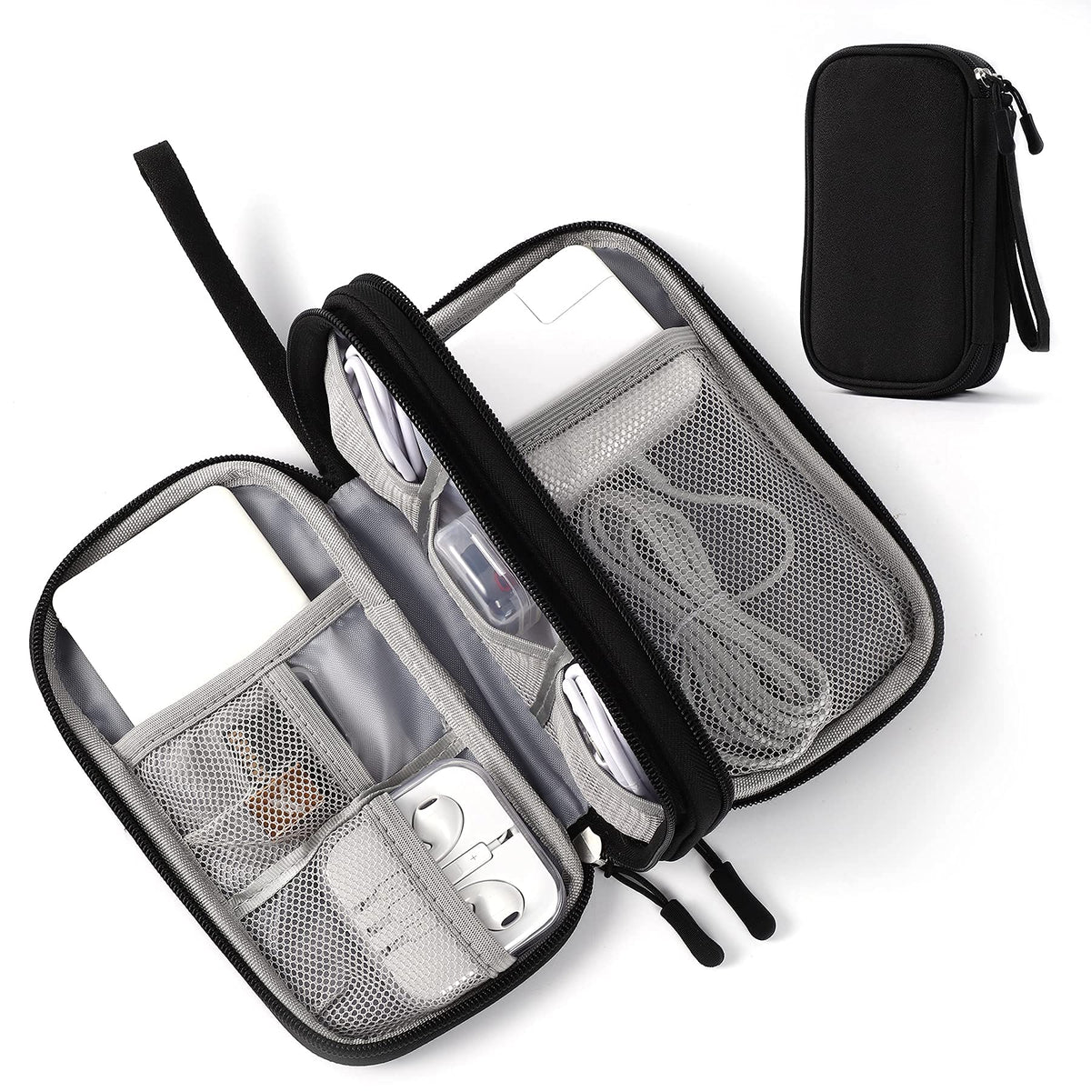 Electronic Organizer Pouch Bag, Multifunctional Large Capacity Makeup Toiletry Bag Portable Digital Accessories Waterproof Storage Bag for Data Cable Headphone Power Bank U Disk