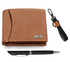WildHorn® RFID Protected Genuine Leather Wallet & Gift Combo for Men - Tan H M