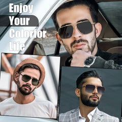 KANASTAL Polarized Sunglasses for Men Women, Large Memory Metal Frame Lightweight Sun Glasses 100% UV400 Protection Shades for Driving