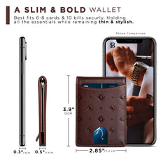 SERMAN BRANDS RFID Blocking Slim Bifold Genuine Leather Minimalist Front Pocket Wallets for Men with Money Clip Thin Mens - Chocolate 1.0