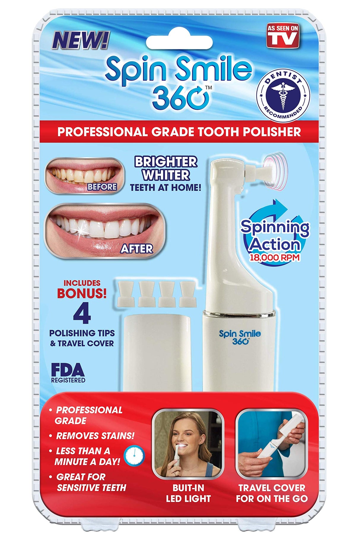 Spark Innovators Spin Smile 360 - Professional Grade Tooth Polisher - Seen On Tv