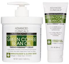 Advanced Clinicals Green Coffee Bean Thermogenic Body Lotion - Firming Body Lotion | Collagen Moisturizing Cream with Caffeine and Body Cream for Women to Improve the Appearance of Crepey Skin, Travel Size
