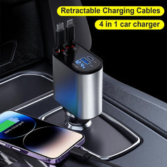 FOKKAH 60W Retractable Car Charger Compatible with iPhone16/15/14/13/12/11,Fast Car Power Adapter PD20W /Type-C 40W,Car USB Fast Phone Charger (Quadrate)