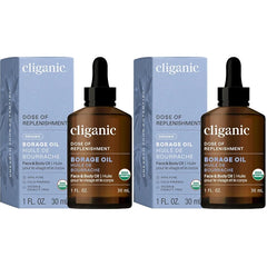 Cliganic Organic Borage Seed Oil for Face, 100% Pure (1oz) - Natural Non-GMO Cold Pressed (Packaging May Vary) (Pack of 2)