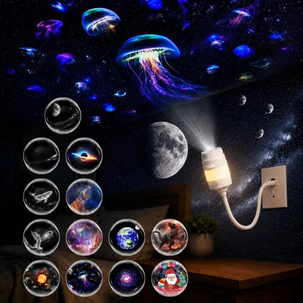ASKSNOW 2-in-1 Galaxy Projector Night Light with 13 Films, USB Star Projector