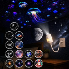 ASKSNOW 2-in-1 Galaxy Projector Night Light with 13 Films, USB Star Projector